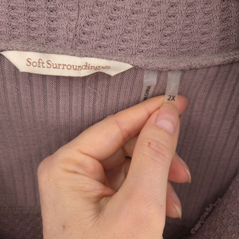 Soft Surroundings NWT cowl neck thermal waffle knit tunic top Size 2X‎ taupe - Picture 6 of 10